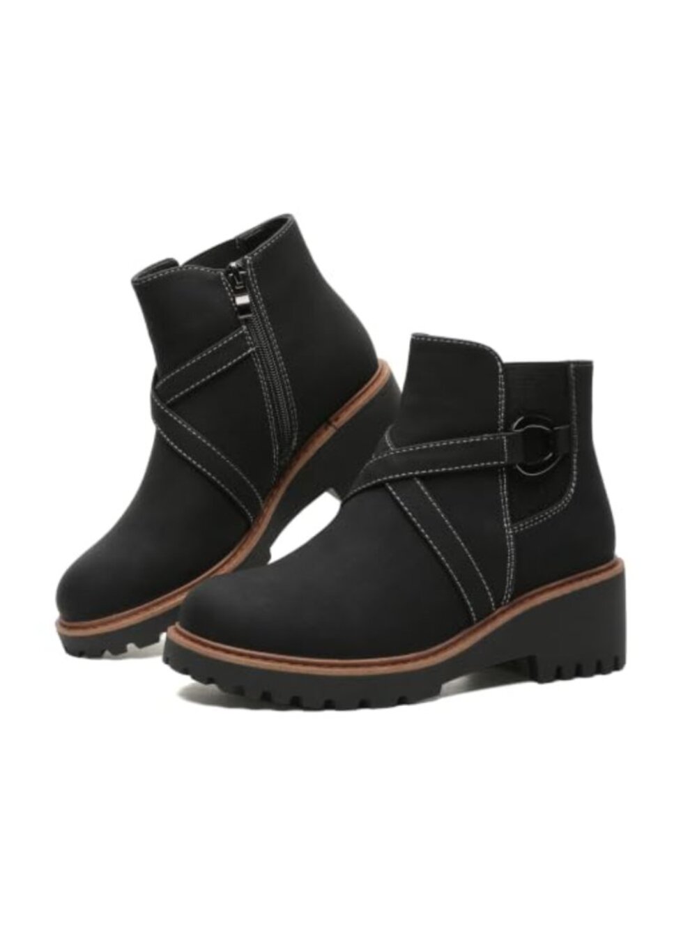 Womens Chelsea Ankle Boots Chunky Low Heel Platform Short Fall Booties